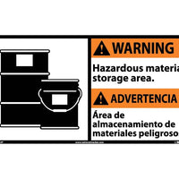 WARNING, HAZARDOUS MATERIAL (BILINGUAL W/GRAPHIC), 10X18, RIGID PLASTIC