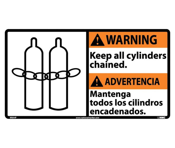 WARNING, KEEP ALL CYLINDERS CHAINED (BILINGUAL W/GRAPHIC), 10X18, PS VINYL