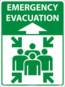 EMERGENCY EVACUATION LARGE FLOOR AND WALL SIGN, 24X18, ASPHALT ART