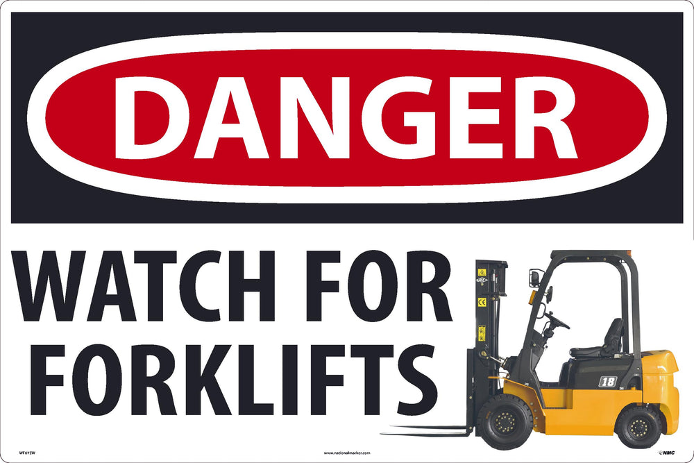 DANGER WATCH FOR FORKLIFTS LARGE FLOOR AND WALL SIGN, 24X36, SPORTWALK