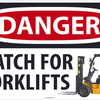 DANGER WATCH FOR FORKLIFTS LARGE FLOOR AND WALL SIGN, 24X36, TEXWALK