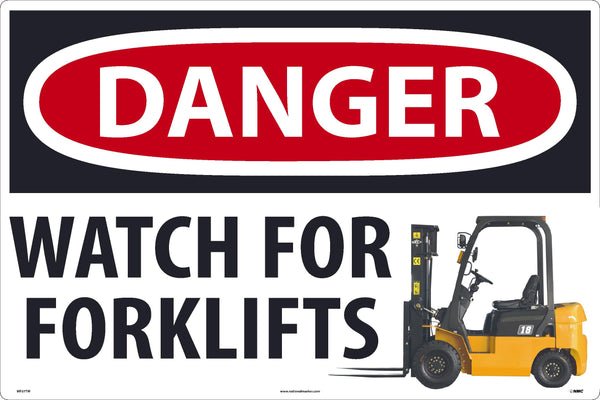 DANGER WATCH FOR FORKLIFTS LARGE FLOOR AND WALL SIGN, 24X36, TEXWALK