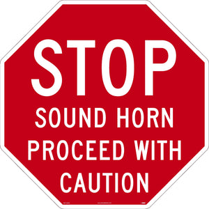 STOP SOUND HORN LARGE FLOOR AND WALL SIGN, 36", TEXWALK