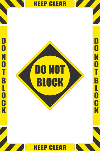 WALK-ON FLOOR MARKING KIT, CONFIGURABLE (INCLUDES 12 X 12 CENTER FLOOR SIGN AND MARKING STRIPS WITH CORNER ANGLES), TEXTURED NON-SLIP SURFACE, DO NOT BLOCK
