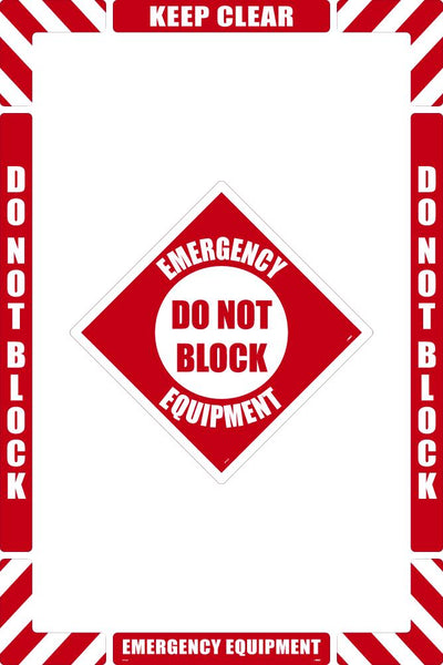 WALK-ON FLOOR MARKING KIT, CONFIGURABLE (INCLUDES 12 X 12 CENTER FLOOR SIGN AND MARKING STRIPS WITH CORNER ANGLES), TEXTURED NON-SLIP SURFACE, EMERGENCY EQUIPMENT DO NOT BLOCK