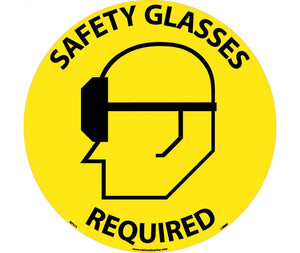 WALK ON FLOOR SIGN, 17" DIA., TEXTURED NON-SLIP SURFACE, SAFETY GLASSES REQUIRED