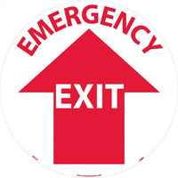 WALK ON FLOOR SIGN, 17" DIA., TEXTURED NON-SLIP SURFACE, EMERGENCY EXIT