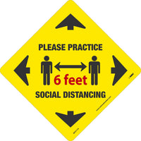 TEXWALK, PLEASE PRACTICE SOCIAL DISTANCING 6 feet, 11.75x11.75, REMOVABLE ADHESIVE BACKED, SLIP-RESISTANT FLOOR SIGN