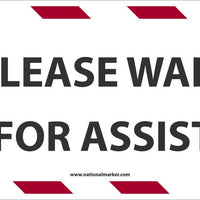 TEMP STEP, PLEASE WAIT HERE FOR ASSISTANCE, 8x20, NON-SKID SMOOTH ADHESIVE BACKED REMOVABLE VINYL