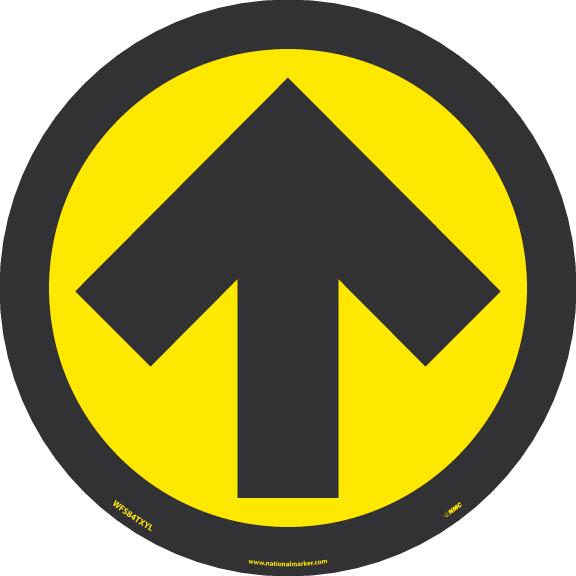 TEXWALK, ARROW GRAPHIC, YELLOW/BLACK, 8 X 8, REMOVABLE ADHESIVE BACKED, SLIP-RESISTANT FLOOR SIGN
