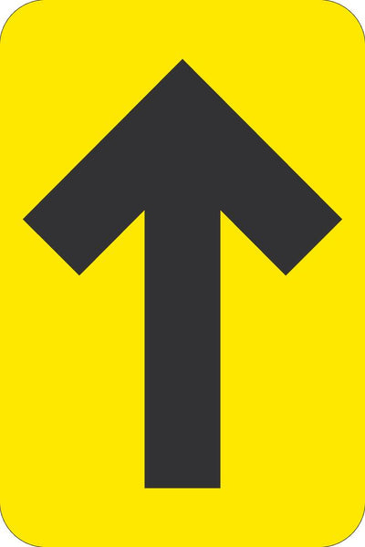 TEMP STEP, 6 X 4 DIRECTIONAL ARROW, NON-SKID SMOOTH ADHESIVE BACKED REMOVABLE VINYL, BLACK/YELLOW