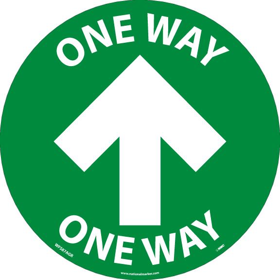 TEXWALK, ONE WAY ARROW, 8 IN DIA, GREEN, REMOVABLE ADHESIVE BACKED, SLIP-RESISTANT FLOOR SIGN, 10 PACK