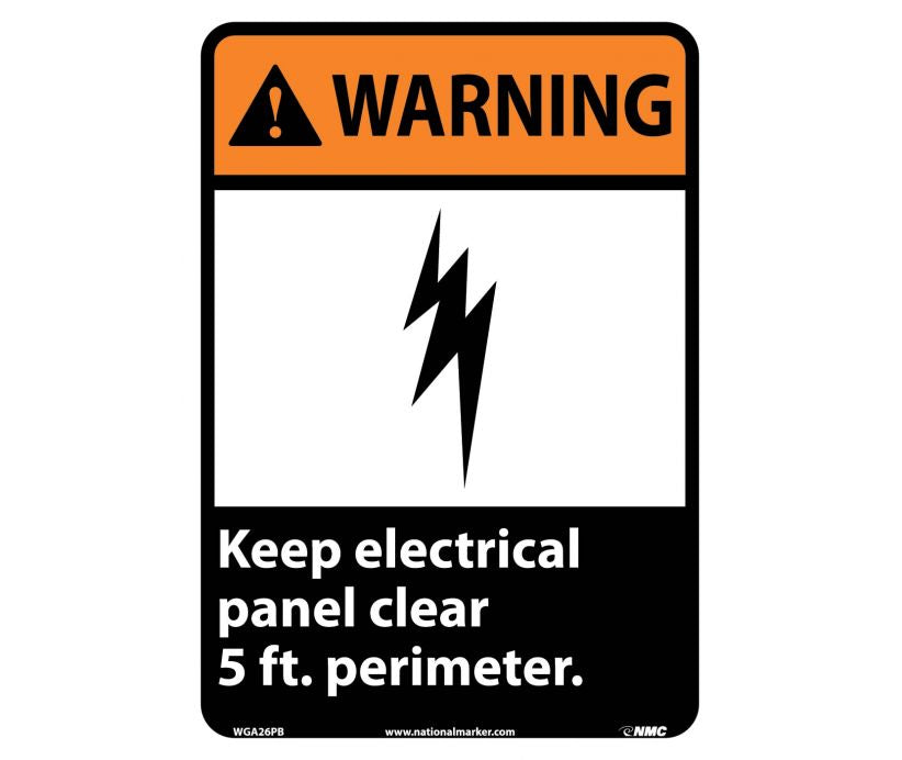 WARNING, KEEP ELECTRICAL PANEL CLEAR 5 FT. PERIMETER, 14X10, PS VINYL