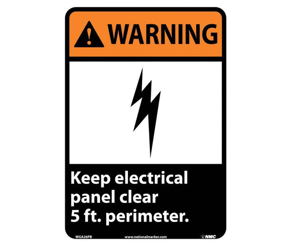 WARNING, KEEP ELECTRICAL PANEL CLEAR 5 FT. PERIMETER, 14X10, .040 ALUM