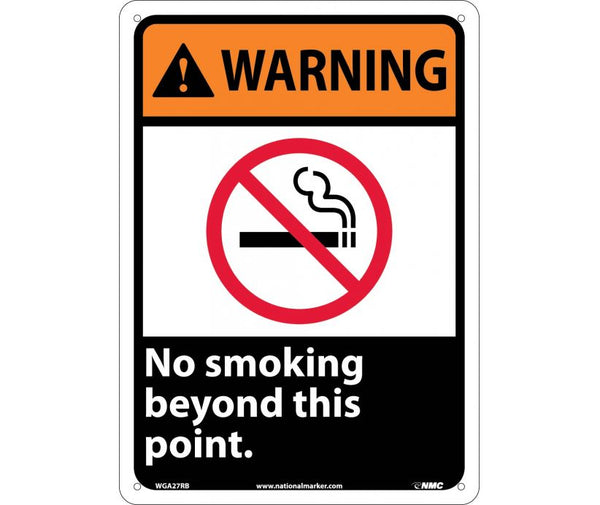 WARNING, NO SMOKING BEYOND THIS POINT, 14X10, RIGID PLASTIC