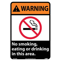 WARNING, NO SMOKING, EATING OR DRINKING IN THIS AREA, 14X10, PS VINYL