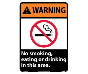 WARNING, NO SMOKING, EATING OR DRINKING IN THIS AREA, 14X10, PS VINYL