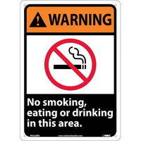WARNING, NO SMOKING, EATING OR DRINKING IN THIS AREA, 14X10, RIGID PLASTIC