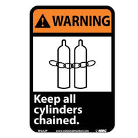 WARNING, KEEP ALL CYLINDERS CHAINED (W/GRAPHIC), 10X7, RIGID PLASTIC