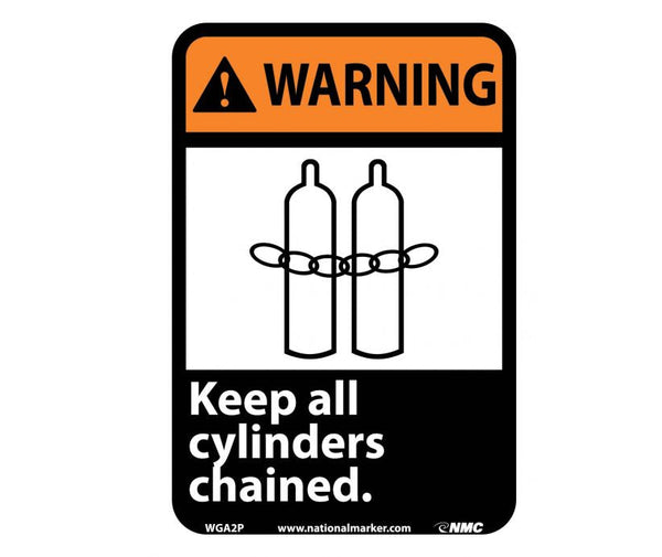 WARNING, KEEP CYLINDERS CHAINED (W/GRAPHIC), 14X10, .040 ALUM