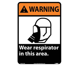 WARNING, WEAR RESPIRATOR IN THIS AREA, 14X10, .040 ALUM