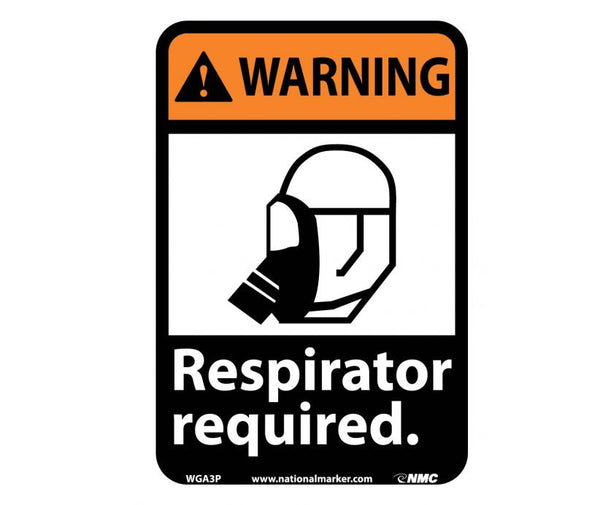 WARNING, RESPIRATOR REQUIRED (W/GRAPHIC), 14X10, RIGID PLASTIC