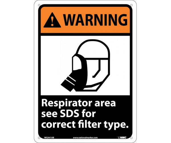 WARNING, RESPIRATOR AREA SEE SDS FOR CORRECT FILTER TYPE, 14X10, RIGID PLASTIC