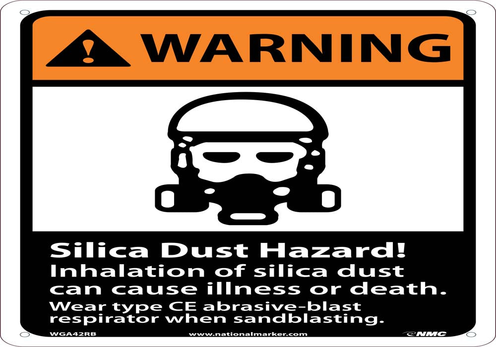 WARNING, SILICA DUST HAZARD!, 14X10, RIGID PLASTIC