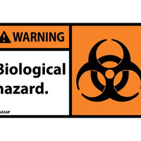 WARNING, BIOLOGICAL HAZARD (GRAPHIC), 3X5, PS VINYL, 5/PK