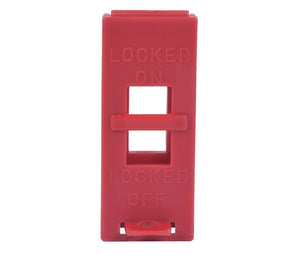 Wall Switch Lockout covers wall-mounted switches and locks the switch in either the "on" or "off" position. The device is made in the USA from recycled plastic, and measures 3-1/2"H x 1-1/2" W x 1/4"D. The lockout accommodates 1 padlock.