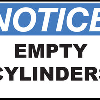 Empty Cylinders Eco Notice Signs Available In Different Sizes and Materials