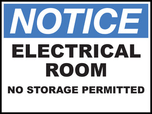 Electrical Room No Storage Permitted Eco Notice Signs Available In Different Sizes and Materials