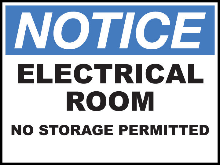 Electrical Room No Storage Permitted Eco Notice Signs Available In Different Sizes and Materials