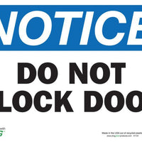 Do Not Block Door Eco Notice Signs Available In Different Sizes and Materials