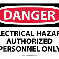 DANGER, ELECTRICAL HAZARD AUTHORIZED PERSONNEL ONLY, 10X14, .040 ALUM