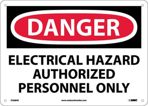 DANGER, ELECTRICAL HAZARD AUTHORIZED PERSONNEL ONLY, 10X14, RIGID PLASTIC