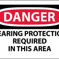 DANGER, HEARING PROTECTION REQUIRED IN THIS AREA, 3X5, PS VINYL, 5/PK