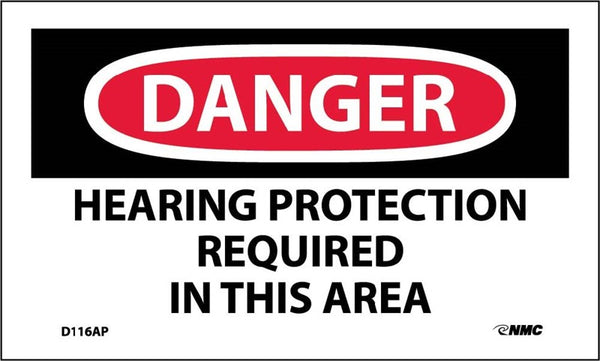 DANGER, HEARING PROTECTION REQUIRED IN THIS AREA, 3X5, PS VINYL, 5/PK