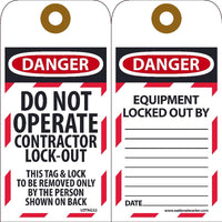 Danger Do Not Operate Contractor Lock-Out Lockout Tags| LOTAG32