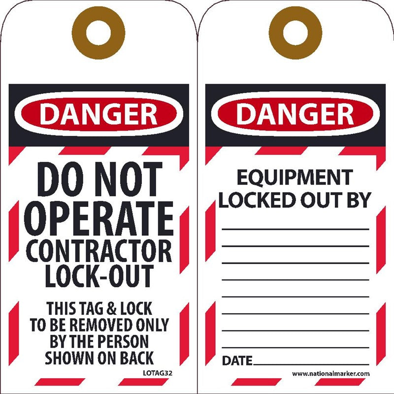 Danger Do Not Operate Contractor Lock-Out Lockout Tags| LOTAG32