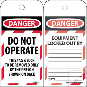 Danger Do Not Operate Lockout Tags | LOTAG10