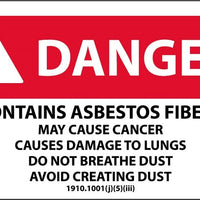 LABELS, DANGER CONTAINS ASBESTOS FIBERS MAY CAUSE CANCER 3X5, PS PAPER, 500/RL