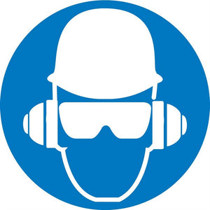 LABEL, GRAPHIC FOR WEAR HEAD, HEARING AND EYE PROTECTION, 2IN DIA, PS VINYL