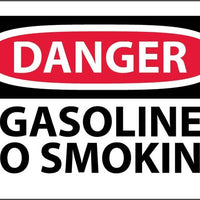 DANGER, GASOLINE NO SMOKING, 3X5, PS VINYL, 5/PK
