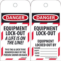 Danger Equipment Lock-Out A Life Is On The Line Lockout Tags | LOTAG18
