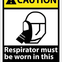 CAUTION, RESPIRATOR MUST BE WORN IN THIS AREA, 14X10, .040 ALUM