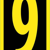 NUMBER, 9, 2.5 HIGH VISIBILITY YELLOW BLACK, PS VINYL