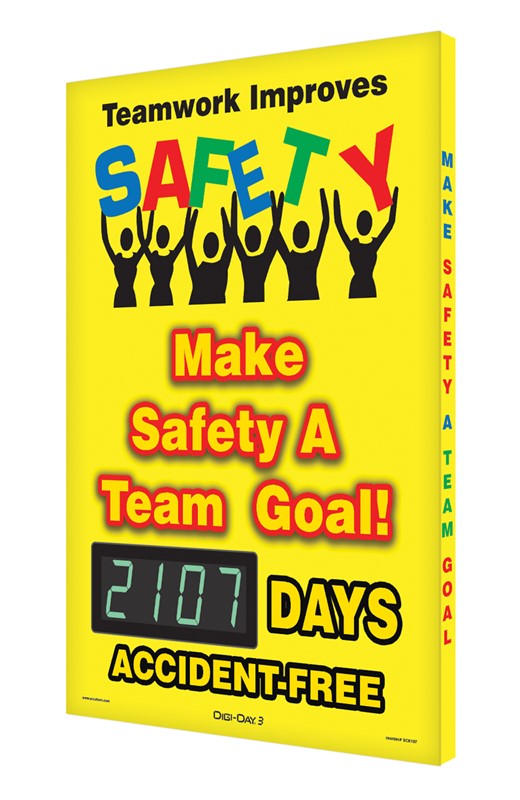 Digi-Day® 3 Electronic Safety Scoreboards: Teamwork Improves Safety Make Safety A Team Goal! __Days Accident-Free