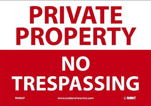 PRIVATE PROPERTY NO TRESPASSING, 12x18, .040 ALUM