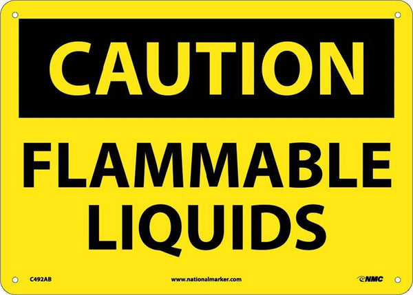 CAUTION, FLAMMABLE LIQUIDS, 10X14, .040 ALUM